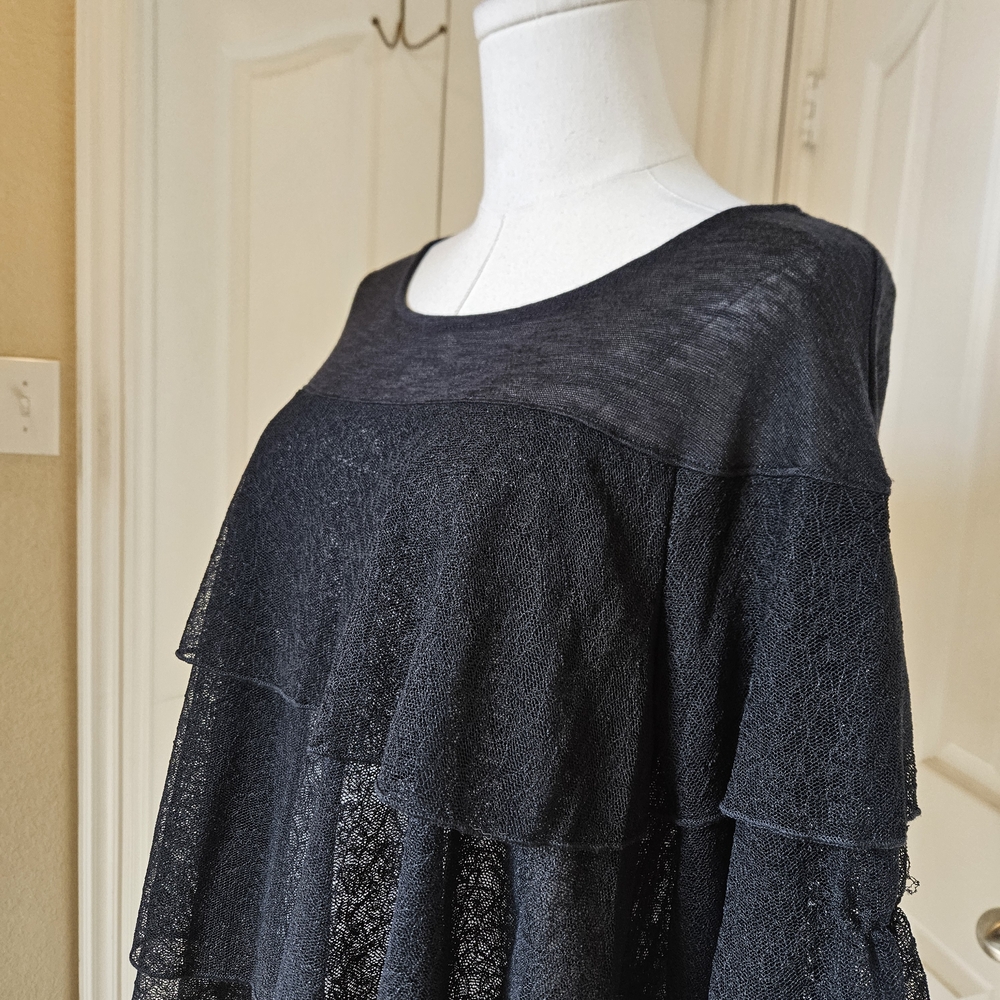 Nally & Millie Tiered Lace Overlay Top – Black Size OS NWT - Picture 4 of 13